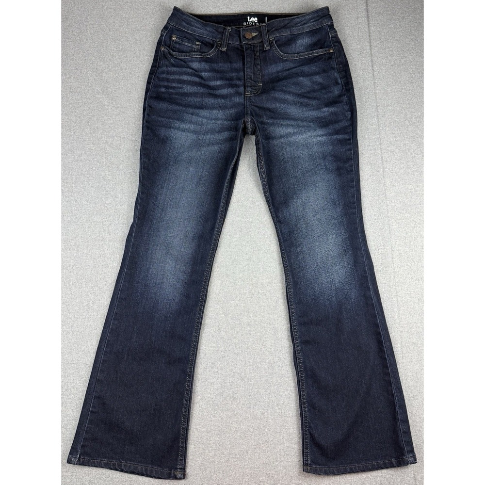Lee Riders Mid Rise Bootcut Jeans Women's 8P Dark Wash Stretch Petite